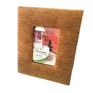 Plush Fabric Photo Frame House Warming 3.5" x 5" Picture Brown DH921